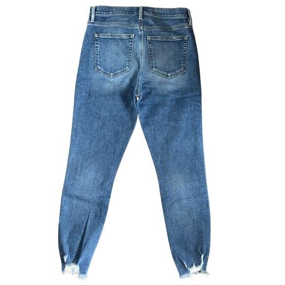 LOFT Women’s High Rise Skinny Jeans Size 28 Raw Hem Distressed Ankle Denim - Picture 2 of 9